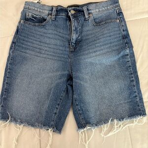 Denim Blue Women's Frayed Shorts